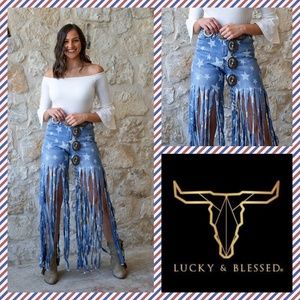 RESTOCKED! L & B Star Print Distressed Jean/Shorts